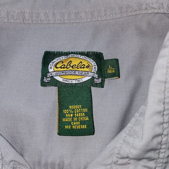 Cabela's Long Sleeve Button Up Light Grey Shirt Sz L - Picture 3 of 7